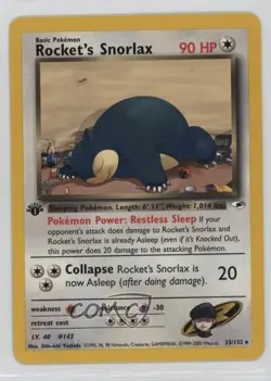 Rocket's Snorlax 1st Ed. Pokemon Gym Heroes #33 2000 04qn - Image 1