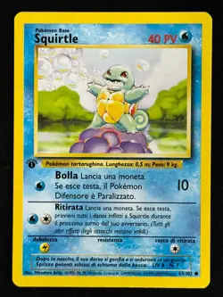 1999 Squirtle 63/102 Base Set 1st Edition Pokemon TCG Italian Front NM Back LP - Image 1