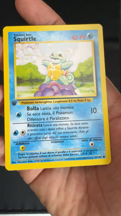 1999 Squirtle 63/102 Base Set 1st Edition Pokemon TCG Italian Front NM Back LP - Image 2