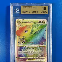 BGS 10 💎 Dragonite VSTAR #81 Rainbow Rare Full Art Holo Pokemon Go - PRISTINE! - Image 1