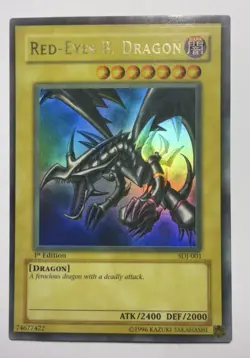 Yu-Gi-Oh Red-Eyes B. Dragon SDJ-001 1st Edition Faded Misprint Ink Error LP LP- - Image 1