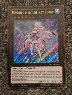 Number 21 Frozen Lady Justice PGL2-EN018 Gold Secret Rare 1st ED Yugioh - Image 1