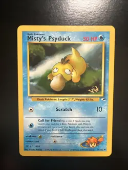 Pokemon Promo Card, Misty's Psyduck, W Stamped, 54/132, Vintage 2000, NM - Image 2