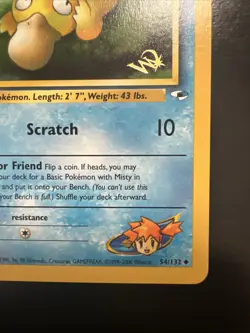 Pokemon Promo Card, Misty's Psyduck, W Stamped, 54/132, Vintage 2000, NM - Image 5