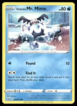 2021 Battle Styles Set Pokemon Card 034 Galarian Mr. Mime NM - Image 1
