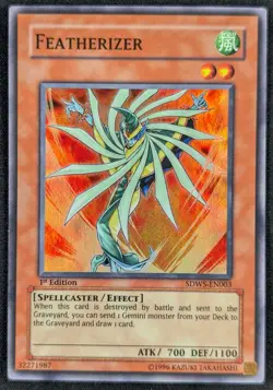 Featherizer 1996 1st Edition Super Rare Holo Yugioh Card SDWS-EN003 (NM) - Image 1