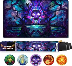 MTG Playmat, TCG Card Game mat, Stitched Edge, Non-Slip Rubber Bottom - 24 x 14 - Image 1