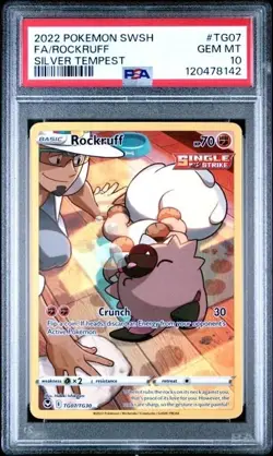 ROCKRUFF #TG07 PSA 10 • 2022 Pokemon SWSH Silver Tempest Full Art Gem Mint - Image 1