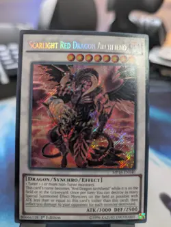YuGiOh! Scarlight Red Dragon Archfiend MP16-EN140 Secret Rare 1st Ed BEND - Image 1