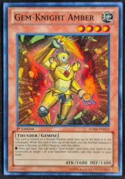 Gem-Knight Amber 1996 1st Edition Super Rare Holo Yugioh Card HA06-EN033 (NM) - Image 1