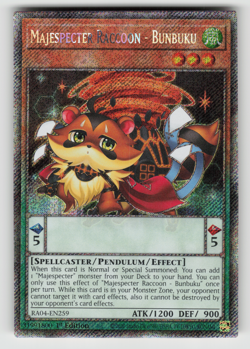 Majespecter Raccoon - Bunbuku Yugioh RA04-EN259 Platinum Secret Rare PSR NM - Image 1