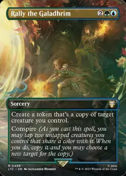 1 x Rally the Galadhrim - Foil - Borderless - Commander: The Lord of the Rings: - Image 1