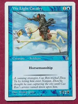 Magic The Gathering PORTAL THREE KINGDOMS WU LIGHT CAVALRY blue card MTG - Image 1