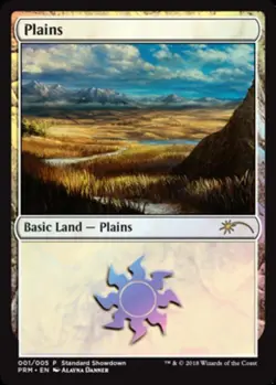 1x Plains (1/5) - FOIL PROMO 2018 Standard Showdown Alayna Danner MTG Unique & M - Image 1