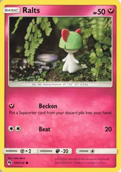 Pokemon TCG Lost Thunder Ralts Regular Common 139/214 EX/LP - Image 1