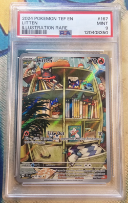 2024 Pokemon Temporal Forces LITTEN 167/162 IR TCG HOLO GRADED PSA 9 - Image 1