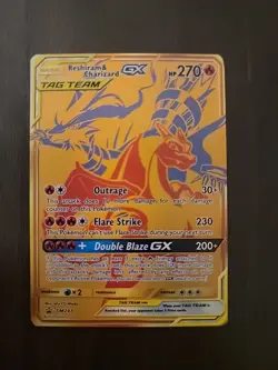 Pokemon TCG Reshiram & Charizard GX SM247 Holo Card Near Mint Condition - Image 1
