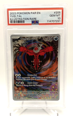 2023 POKEMON PAR EN PARADOX RIFT ILLUSTRATION RARE #205 YVELTAL PSA 10 - Image 1