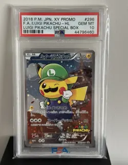 PSA 10 Luigi Pikachu 296/XY-P Promo Special Box Limited Pokemon Card Japanese - Image 1