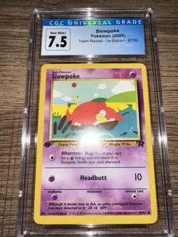 Pokemon 2000 Team Rocket 1st Edition Slowpoke 67/82 Common Graded CGC 7.5 MINT - Image 1