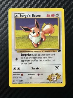 Pokemon TCG Lt. Surge's Eevee Gym Challenge 51/132 Regular Non-Holo Card - Image 1