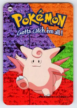Clefable #036 Pokemon Vending Prism Holo Sticker Card Nintendo Authentic Nm/Vlp - Image 1