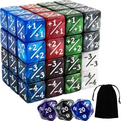 51 Pieces MTG Counter Dice Plus 1 Life Counters +1/+1 Tokens 6 Sided Dice Set fo - Image 1