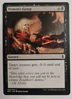 MTG Magic The Gathering Card Demon's Grasp Sorcery Black Battle For Zendikar - Image 1