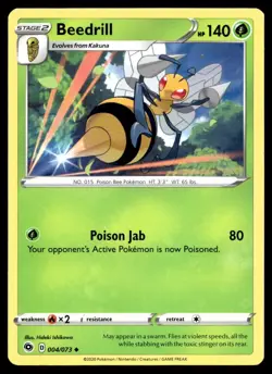 Beedrill 4/73 Pokemon Card Champion's Path Uncommon 140 HP Lightly Played H35 - Image 1