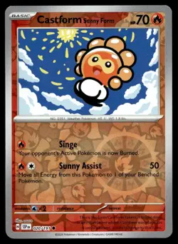 Castform sunny form 20/191 Pokemon Card Surgin Sparks Cmn 70 HP Rev Holo NM FS - Image 1