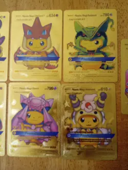Pokemon Pikachu Set Of 7 Tag Cosplay Gold Foil Fan Art Cards - Image 3