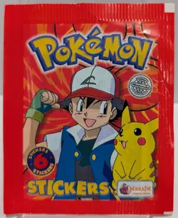 Pokemon Topps Merlin Collections 1999 Sticker Pack Series 1 Sealed 6 Stickers - Image 1