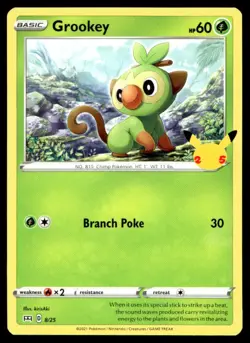 Grookey - 8/25 McDonald's 25th Anniversary Promos 008/025 MP Pokemon TCG | Buy 1 - Image 1