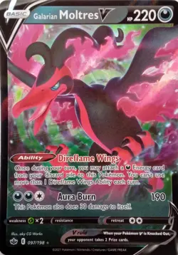 097/198 GALARIAN MOLTRES V ULTRA RARE CHILLING REIGN POKEMON CARD - Image 1