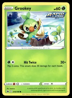 Grookey SWSH06: Chilling Reign 016/198 MP Pokemon TCG | Buy 10 Get 10 Free - Image 1