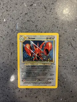 Pokemon SCIZOR Card NEO DISCOVERY Set 10/75 Holo Rare Lightly Played *SWIRL* - Image 1