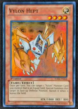 Vylon Hept 1996 1st Edition Super Rare Holo Yugioh Card HA06-EN008 (NM) - Image 1