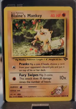 Blaine's Mankey 63/132 Gym Challenge Common - Pokemon Card LP - Image 1