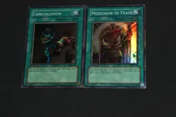 Yugioh Card Lot MP-HP 1st Ed. Super Rare Confiscation & Messenger of Peace MRL - Image 1