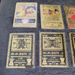 Lot of 6 Custom Metal Pokemon Cards - Charizard, Mew, Rayquaza - Gold Foil - Image 4