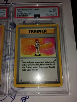 Pokemon ENGLISH Sandshrew Vulpix Lass Base Set SHADOWLESS PSA 8 NM/M 3 Card Lot - Image 4