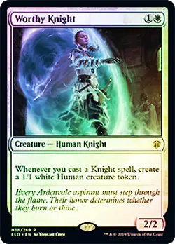 Worthy Knight FOIL Throne of Eldraine PLD White Rare MAGIC MTG CARD ABUGames - Image 1