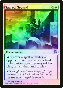Sacred Ground FOIL 9th Edition HEAVILY PLD White Rare MAGIC MTG CARD ABUGames - Image 1