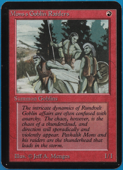 Mons's Goblin Raiders Alpha NM Red Common MAGIC MTG CARD (ID# 494230) ABUGames - Image 1
