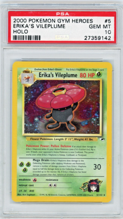 1999 Pokemon Gym Heroes Erika's Vileplume 5/132 Holo PSA 10 - Image 1