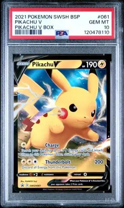 PIKACHU V #061 PSA 10 • 2021 Black Star Promo #SWSH061 Pokemon - Image 1