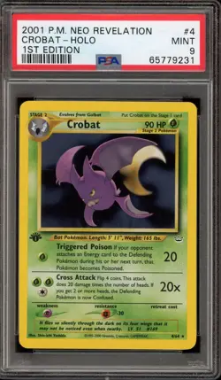 Pokemon Crobat Neo Revelation 1st Edition Holo Rare #4 PSA 9 Mint - Image 1