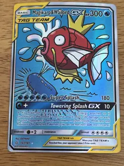 Pokemon TCG Magikarp & Wailord GX Full Art Holo Card 161/181 - Image 1