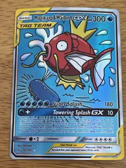 Pokemon TCG Magikarp & Wailord GX Full Art Holo Card 161/181 - Image 2