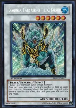 Yugioh Dewloren Tiger King of the Ice Barrier HA02-EN027 Secret Rare 1st Ed - LP - Image 1